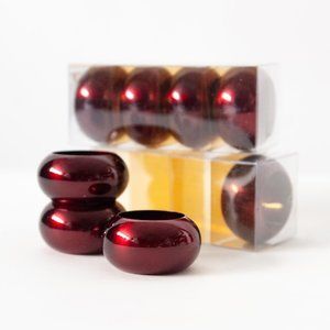 Set of 8 Acryclic Burgundy Red Chunky Round Napkin Rings